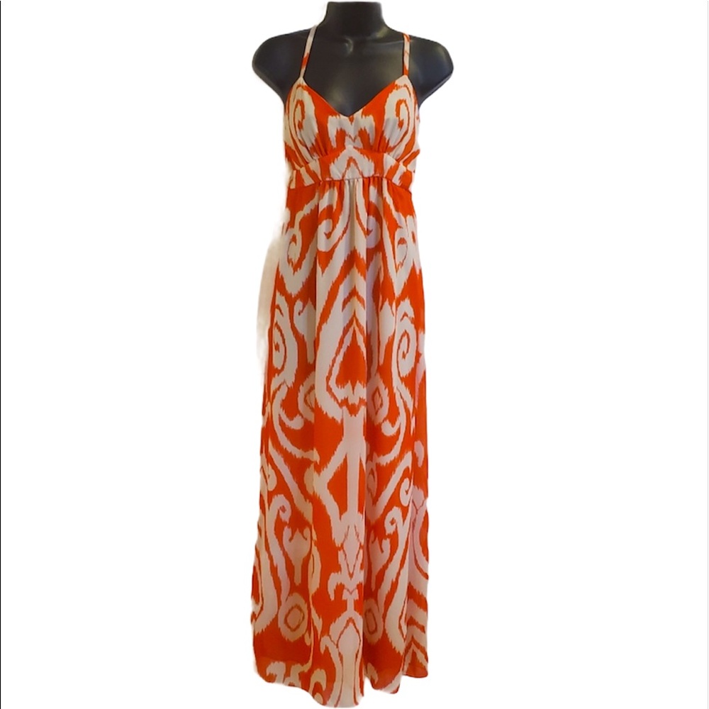 INC Orange Multi Print Sleeveless Maxi Dress Size6